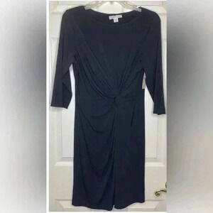 NEW NWT Woman COLDWATER CREEK Black Waist Twist Knit Dress Petite 12 LBD